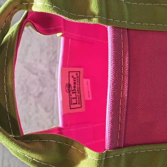 NWT L.L. Bean Boat And Tote Canvas Bag Colorblock Pink Green - Picture 3 of 10